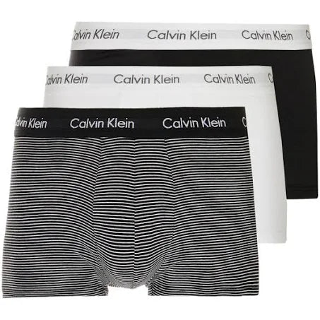Calvin Klein 3 Pack Low Rise Trunks - White/Stripe/Black L
