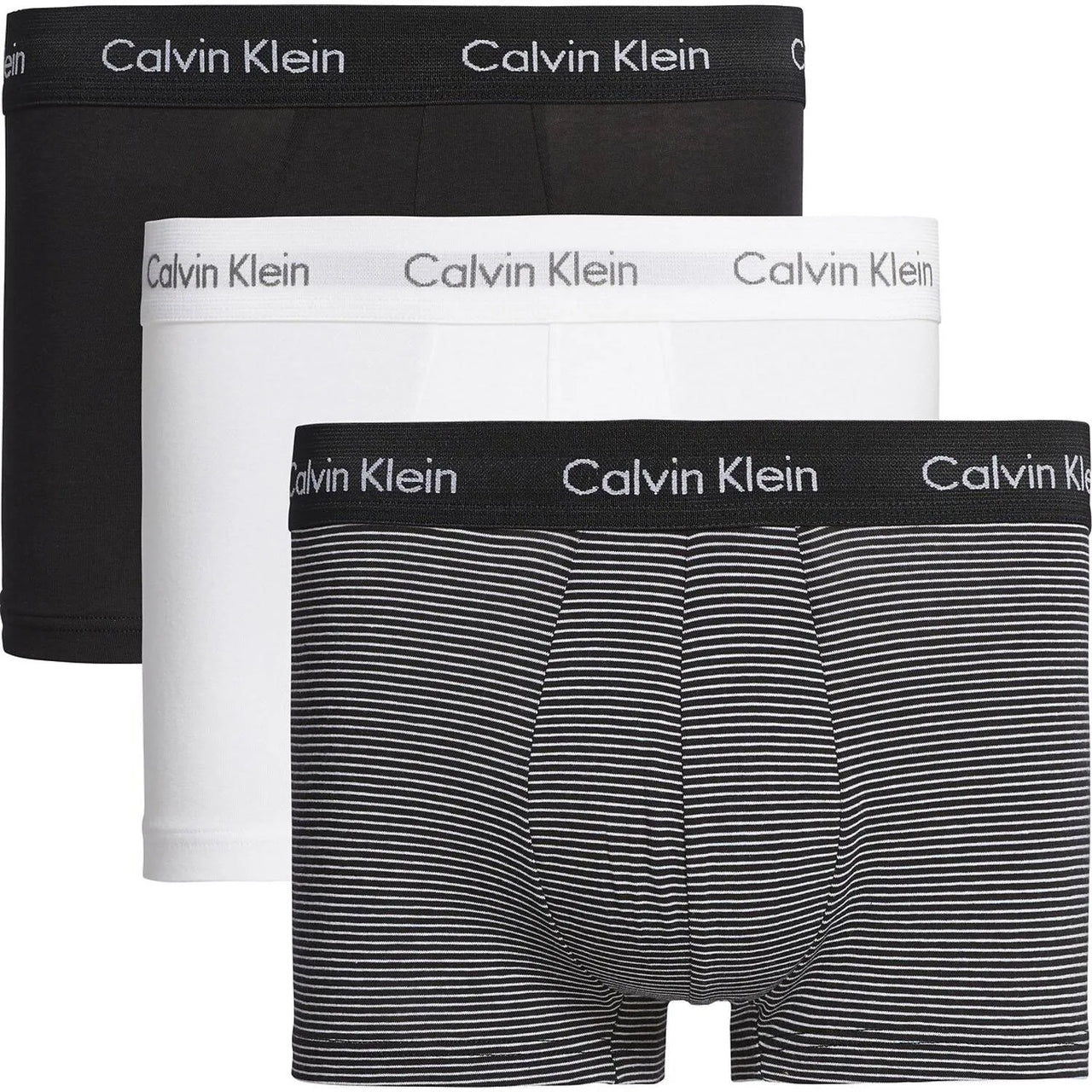 Calvin Klein 3 Pack Low Rise Trunks - White/Stripe/Black L