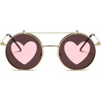 Thumbnail for Double Layer Flip Lens Sunglasses - Retro Round Style for Women and Men Pink Gold
