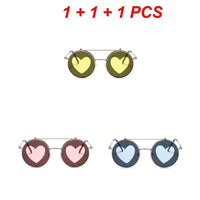 Thumbnail for Double Layer Flip Lens Sunglasses - Retro Round Style for Women and Men Pink Gold