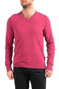 Thumbnail for Hugo Boss Men's Kamis Purplish Pink V-Neck Pullover Sweater US L It 52