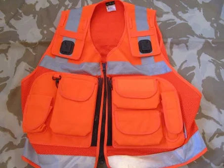 Protec Hi Viz Utility Orange Vest Police Security Search & Rescue