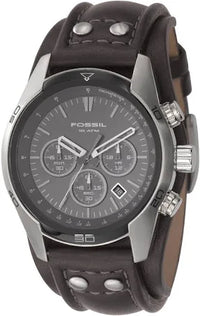 Thumbnail for Fossil Trend Chronograph Black Dial Black Leather Mens Watch CH2586