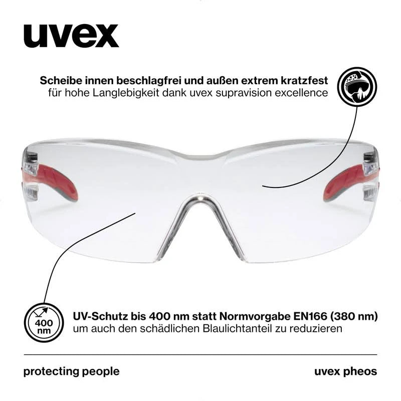 Uvex Pheos - Safety Glasses - Temple Glasses Supravision Excellence Technology ...