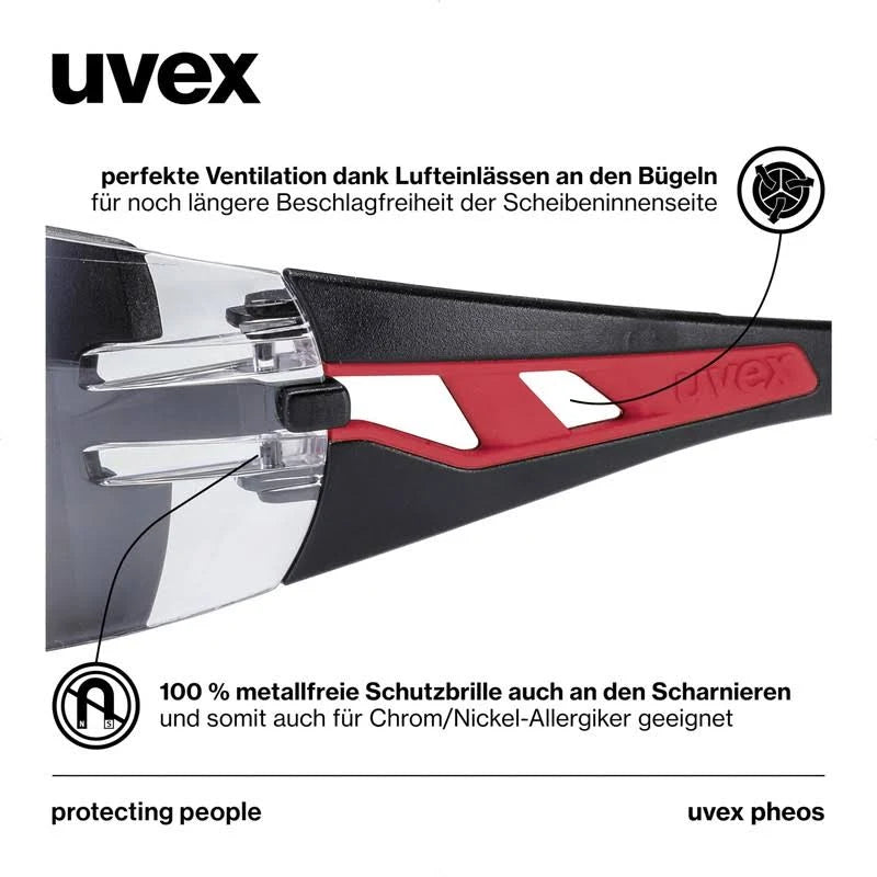 Uvex Pheos - Safety Glasses - Temple Glasses Supravision Excellence Technology ...