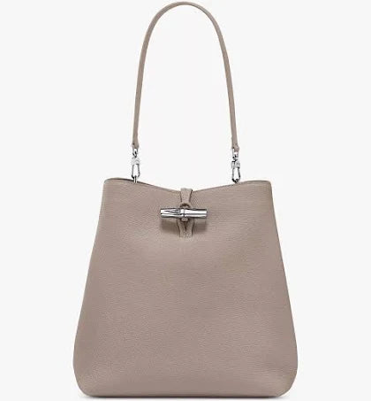 Longchamp Le Roseau M Grained Leather Shoulder Bag