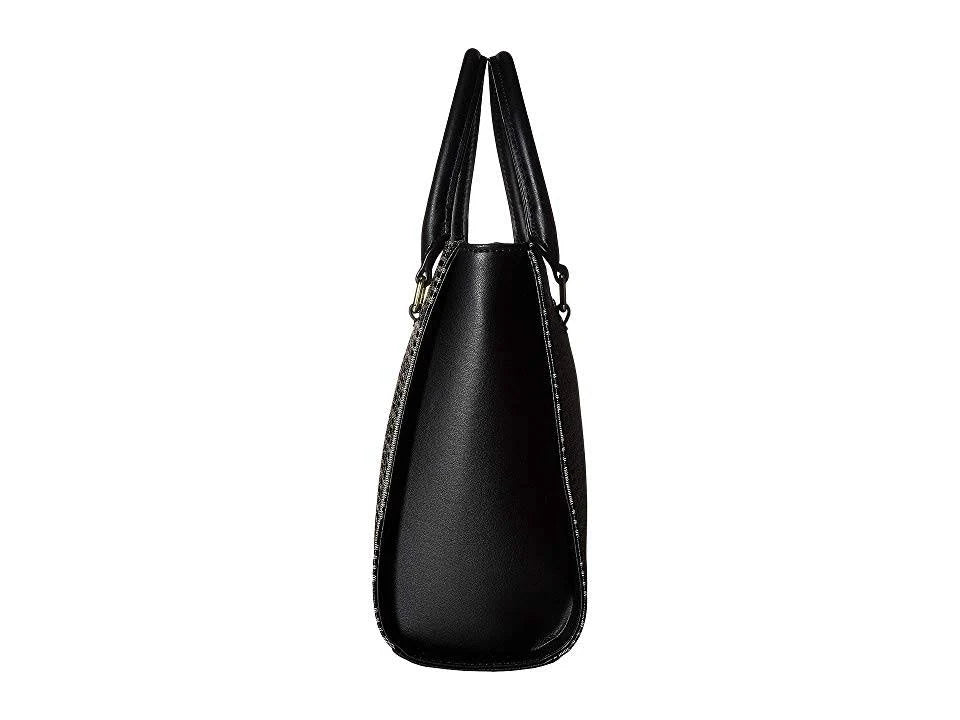 Anne Klein Lion Logo V-Satchel Handbags Natural Black : One Size
