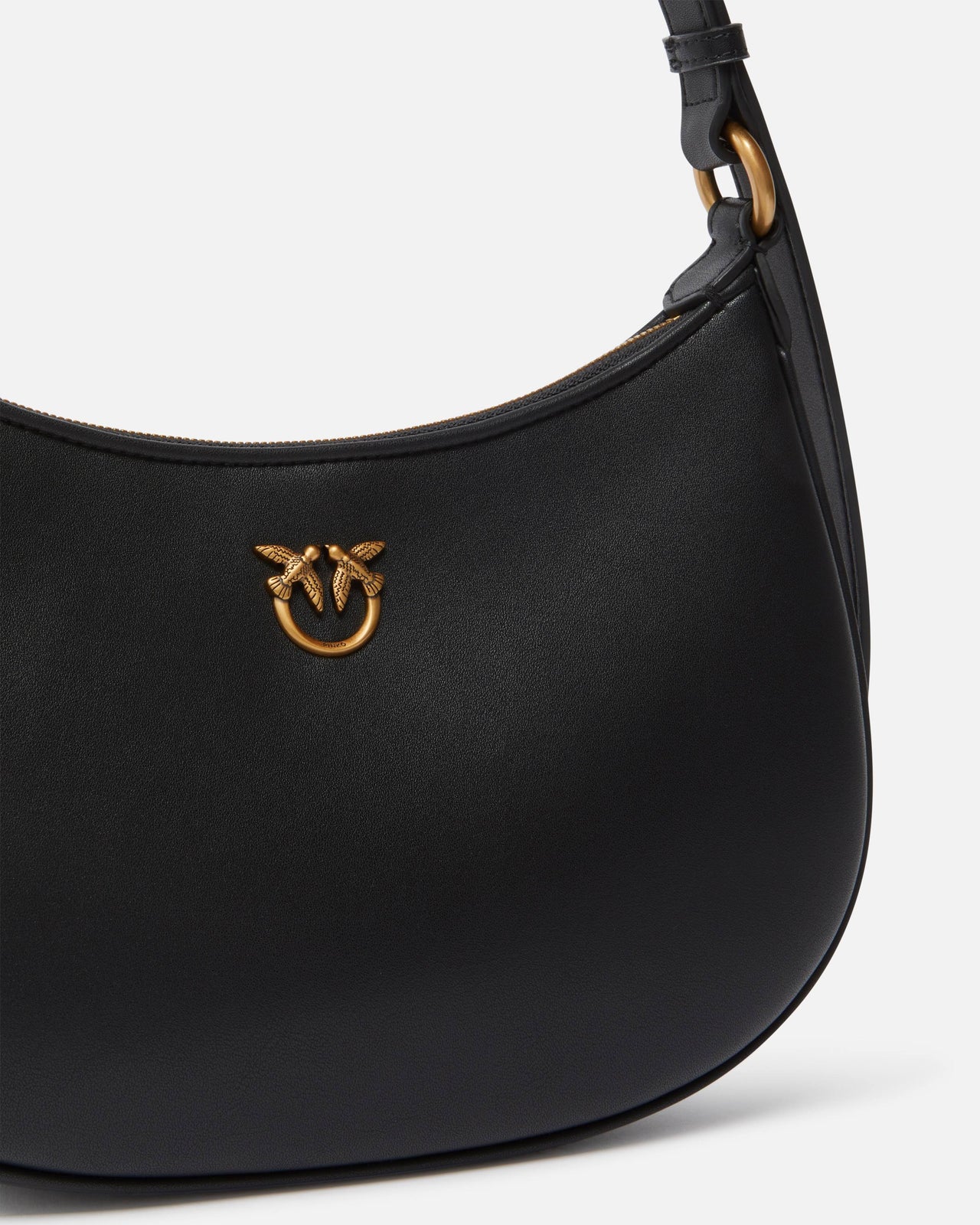 Bag Pinko Mini Love Bag Half Moon Simply in black leather