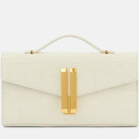 Thumbnail for Demellier - Vancouver Croc-effect Leather Clutch Bag - Womens - White