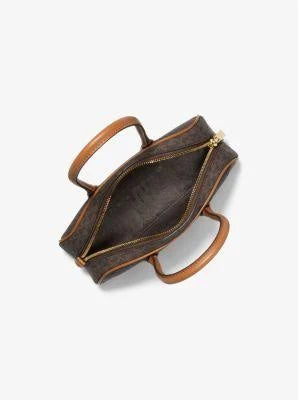 Mk Lulu Small Signature Logo Satchel - Brown - Michael Kors