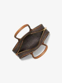 Thumbnail for Mk Lulu Small Signature Logo Satchel - Brown - Michael Kors