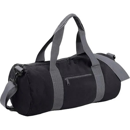 Bagbase Plain Varsity Barrel Duffle Bag (20 Litres) Pack of 2 - Black - One Size