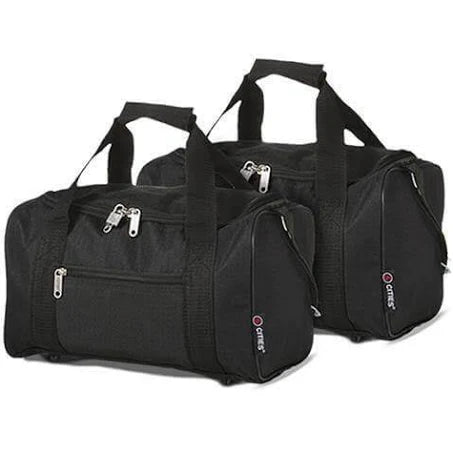 5 Cities (40x20x25cm) Hand Luggage Holdall Flight Bag (x2 Set) - Black