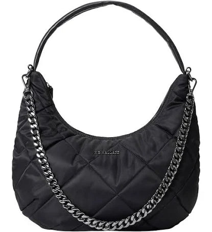 MZ Wallace Quilted Bowery Shoulder Bag Black/Gunmetal