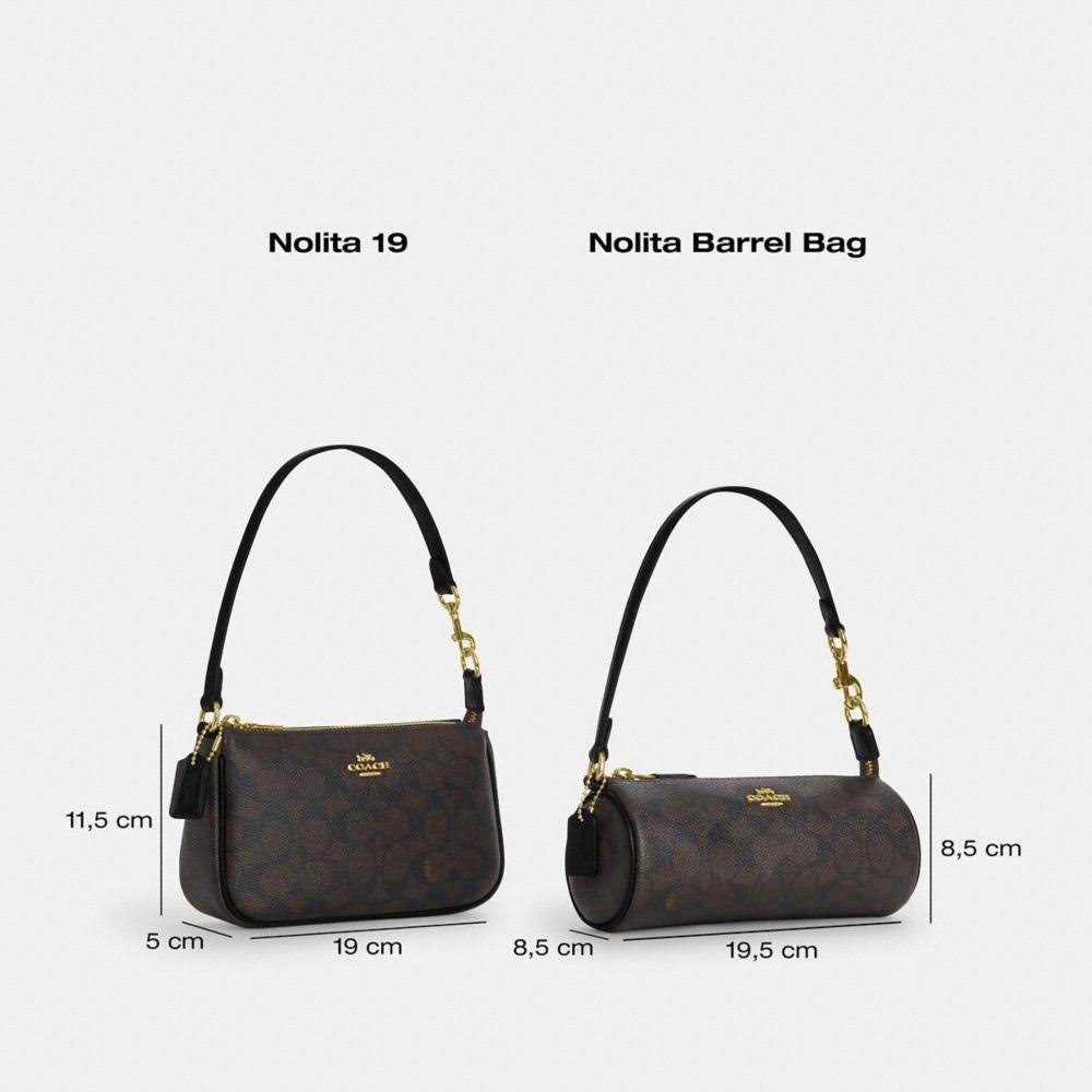 Coach Nolita 19 in Signature Canvas - Elegant Gold/Tan/Brown Purse
