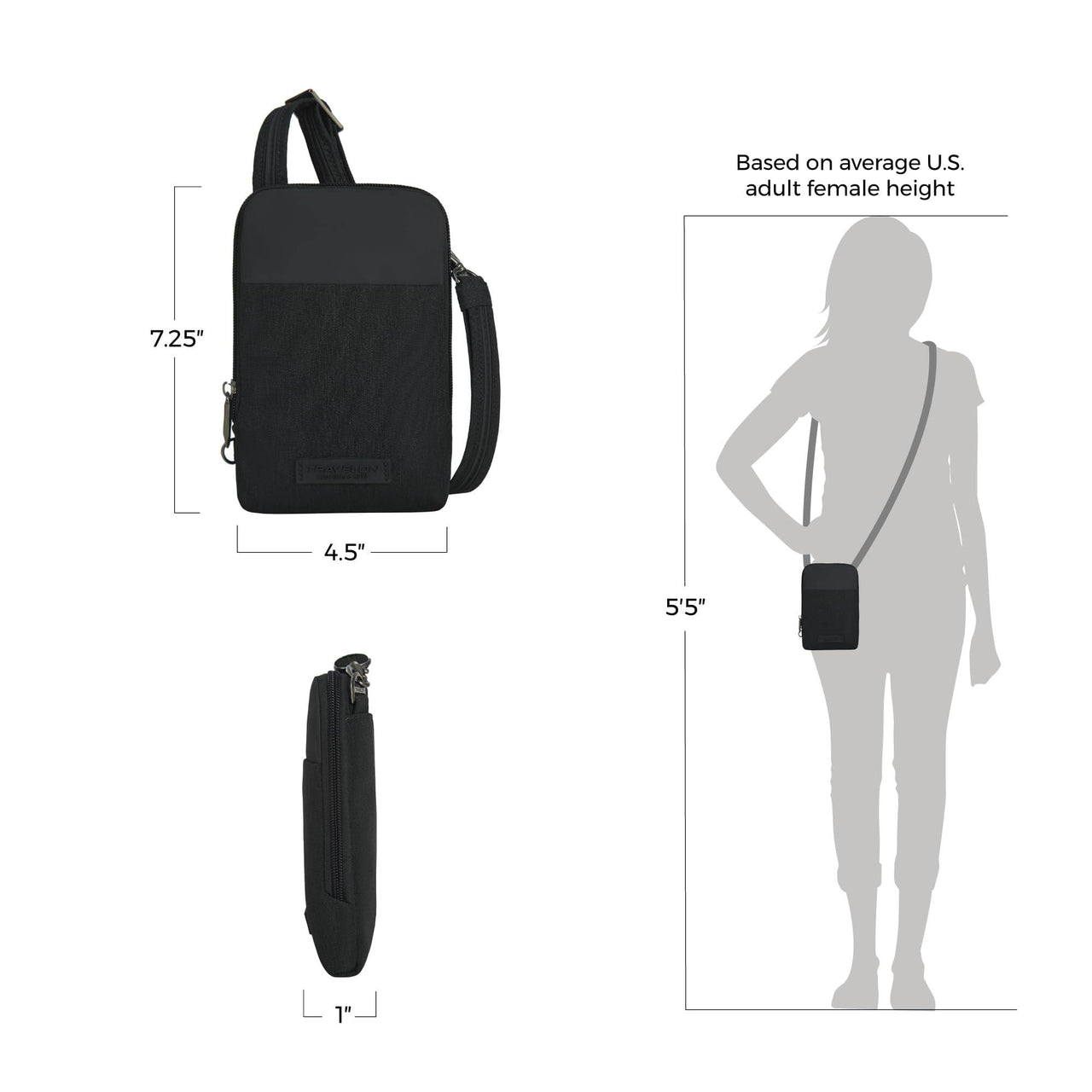 Travelon Unisex's Anti-Theft Metro Stadium Mini Crossbody Cross Body Bag, One Size