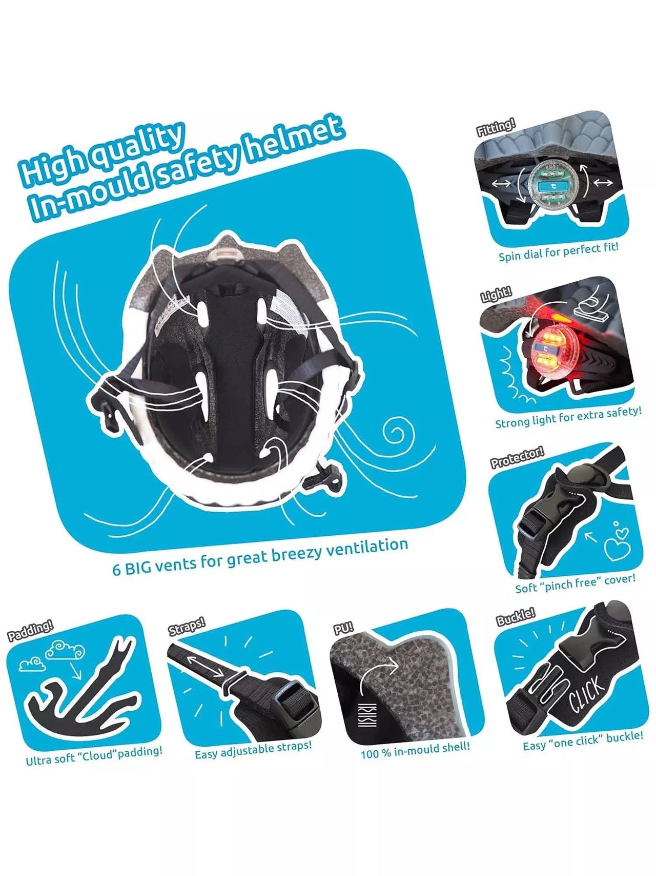 Crazy Safety Shark Bicycle Helmet - Grey
