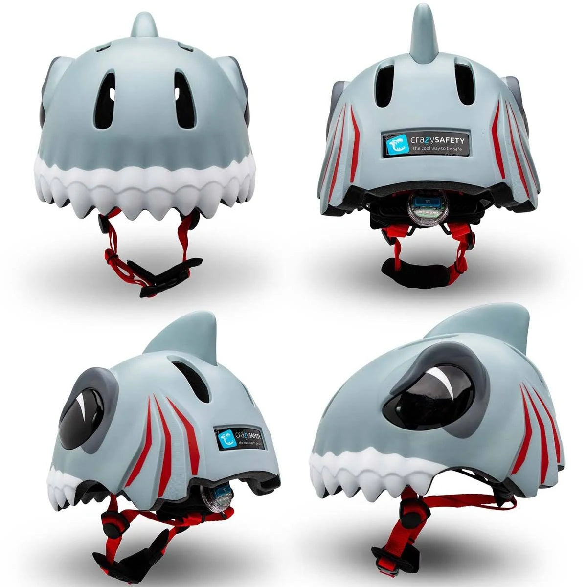 Crazy Safety Shark Bicycle Helmet - Grey