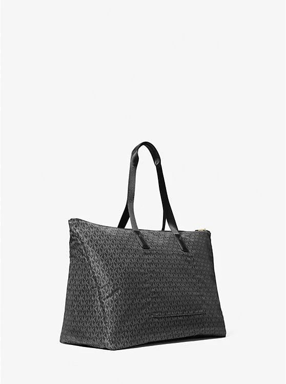 Michael Kors Jet Set Travel Large Tote Bag - Black Signature Logo Print
