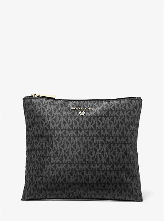 Michael Kors Jet Set Travel Large Tote Bag - Black Signature Logo Print