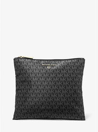 Thumbnail for Michael Kors Jet Set Travel Large Tote Bag - Black Signature Logo Print