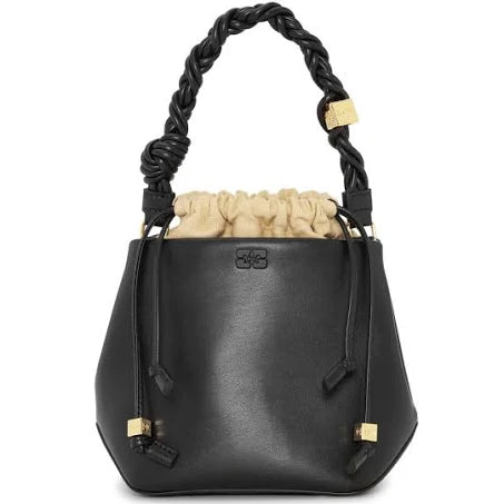 GANNI Bou Bucket Leather Bag - Black