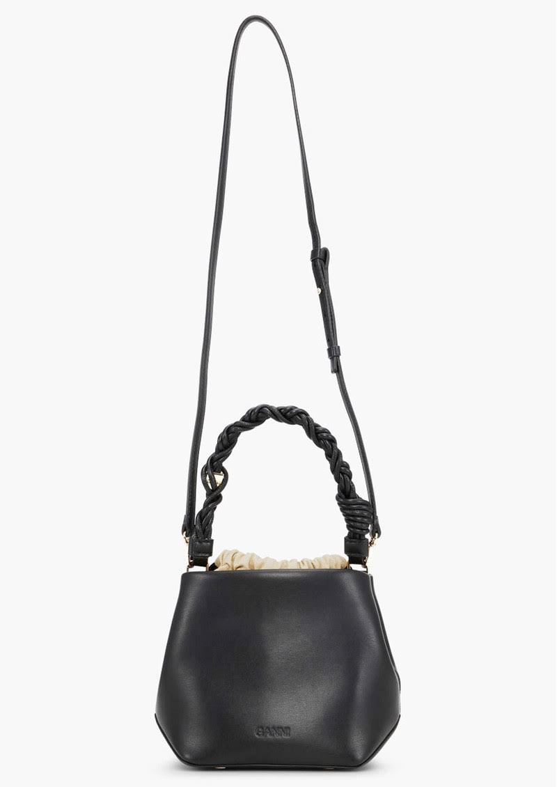 GANNI Bou Bucket Leather Bag - Black