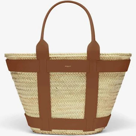 DeMellier Maxi Santorini Bag - Natural Raffia & Tan Smooth