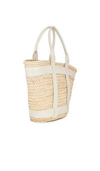 Thumbnail for DeMellier Maxi Santorini Bag - Natural Raffia & Tan Smooth