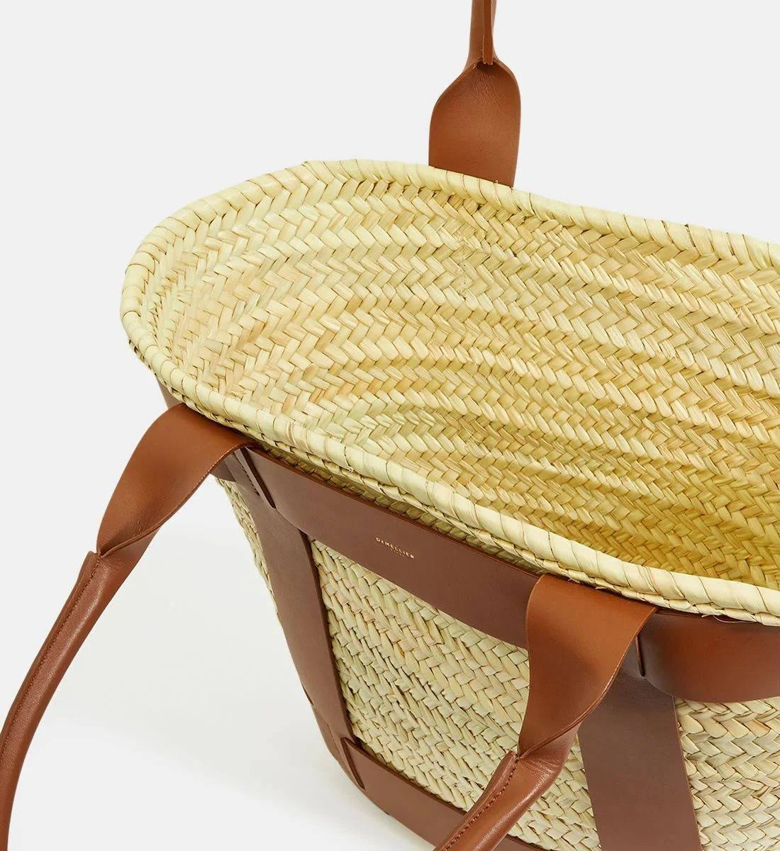 DeMellier Maxi Santorini Bag - Natural Raffia & Tan Smooth