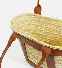 Thumbnail for DeMellier Maxi Santorini Bag - Natural Raffia & Tan Smooth