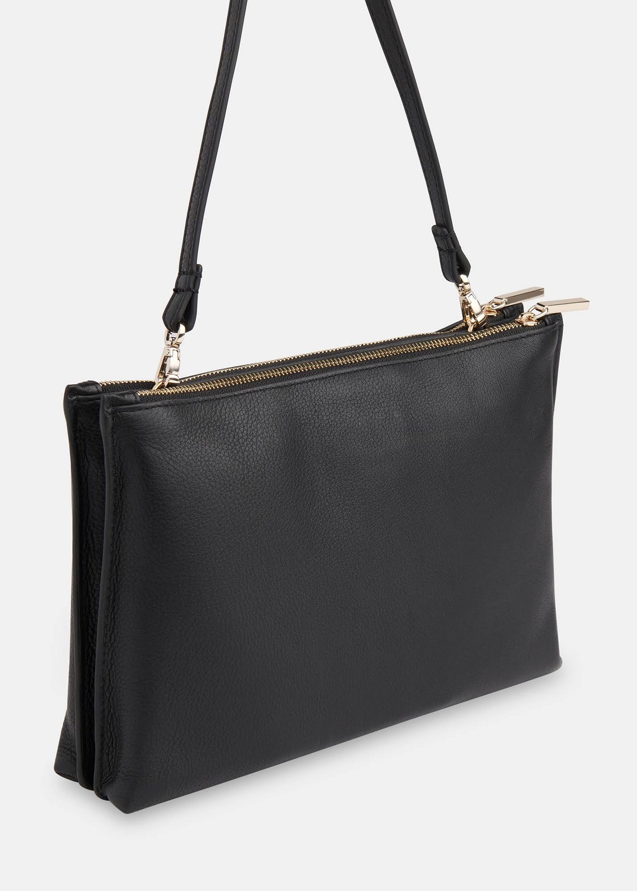 Whistles Rae Flat Leather Double Pouch Bag