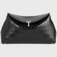 Thumbnail for TOTEME - T-Lock croco-embossed clutch Black - Women