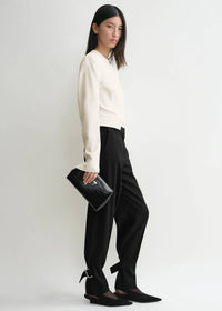 Thumbnail for TOTEME - T-Lock croco-embossed clutch Black - Women