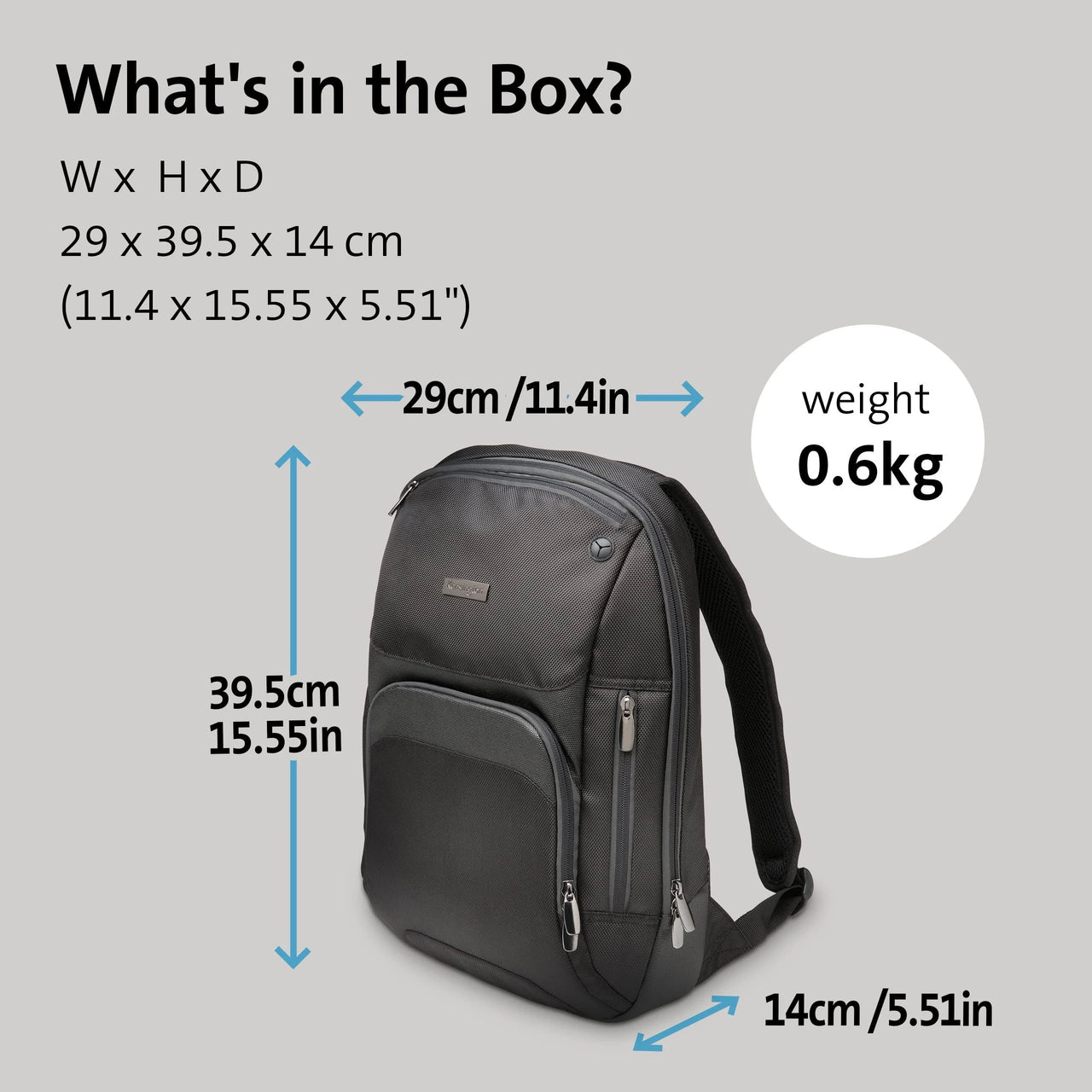 Kensington Triple Trek 14" Black Laptop Backpack