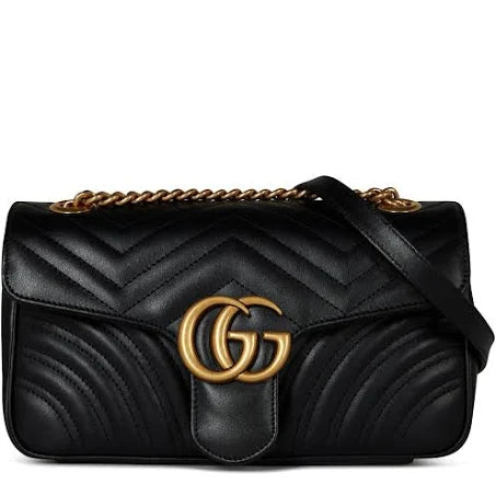 Gucci, Black GG Marmont Small Matelassé Leather Shoulder Bag