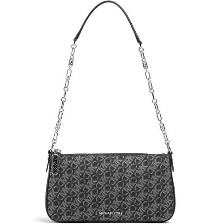 Michael Kors Empire Medium Metallic chain-link Pochette - Black/Silver