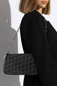 Thumbnail for Michael Kors Empire Medium Metallic chain-link Pochette - Black/Silver