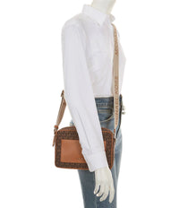 Thumbnail for Michael Kors Jet Set Large Logo Print Woven Crossbody Bag - BRN/ACORN