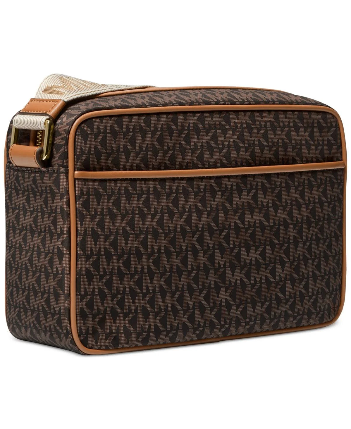 Michael Kors Jet Set Large Logo Print Woven Crossbody Bag - BRN/ACORN