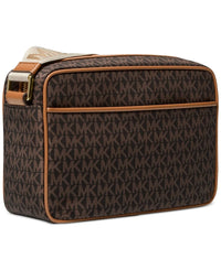 Thumbnail for Michael Kors Jet Set Large Logo Print Woven Crossbody Bag - BRN/ACORN
