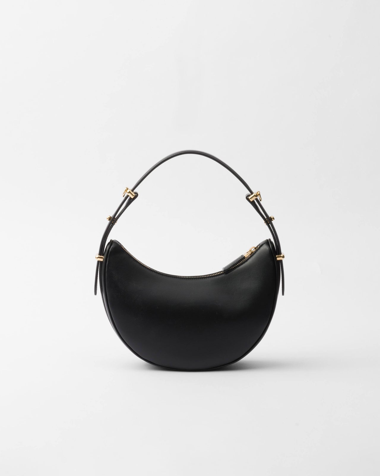 Prada Arqué Small Leather Shoulder Bag, Women, Black