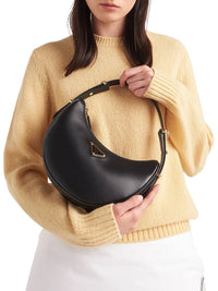 Thumbnail for Prada Arqué Small Leather Shoulder Bag, Women, Black