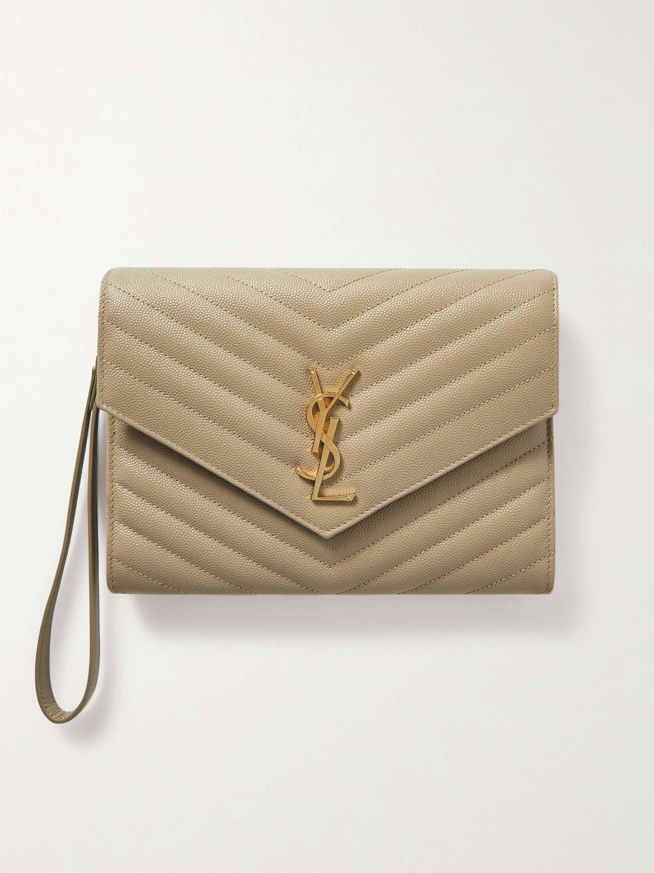 Saint Laurent - Monogramme Quilted Textured-Leather Pouch - Black - One Size