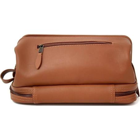 Royce Leather Executive Toiletry Travel Wash Bag - Tan