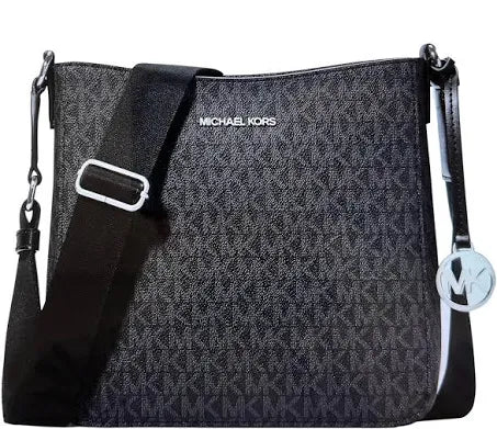 Michael Kors Handbag Black Logo Crossbody Xbody Bag with Mk Charm