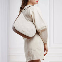 Thumbnail for Michael Kors Kensington Large Logo Hobo Shoulder Bag - Vanilla/Acorn