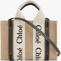 Thumbnail for Womens Chloe Woody Mini Cotton-Canvas Tote Bag White/Blue