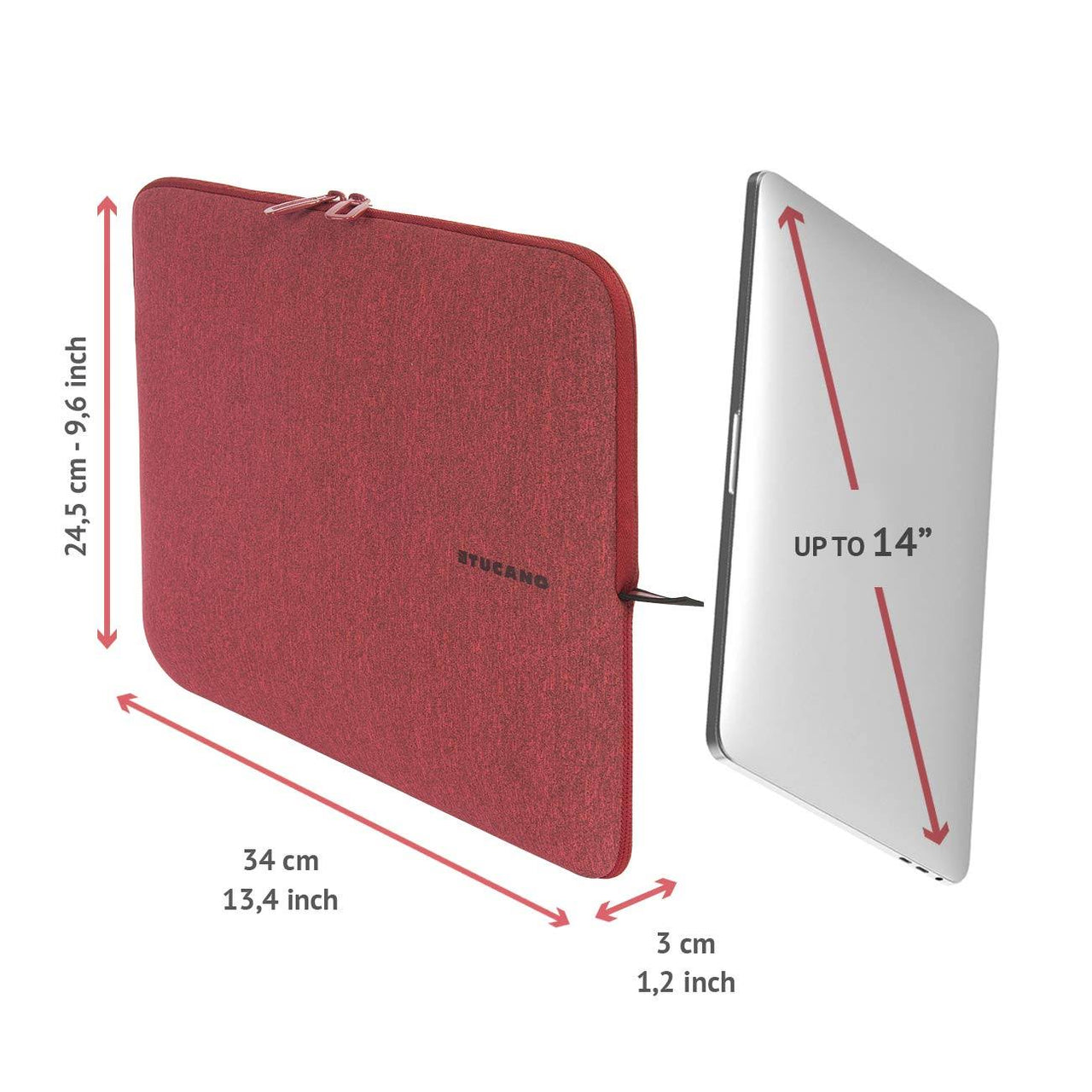 Tucano Mélange Second Skin 14" Laptop Sleeve - Red