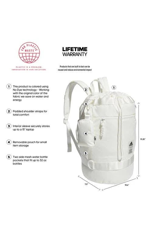 Adidas Bucket Backpack Non Dyed White One Size